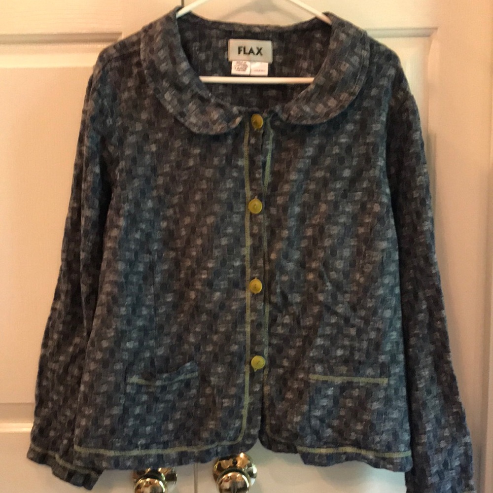 Flax linen button up shirt/jacket size Large